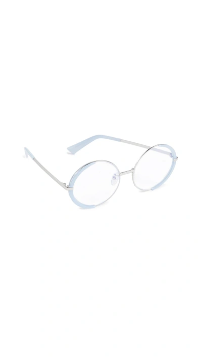 Shop The Book Club Blue Light Surround The World Glasses In Lilac/silver