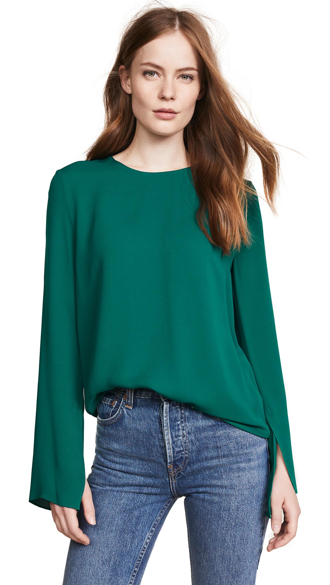 Theory Bringam Top In Green | ModeSens