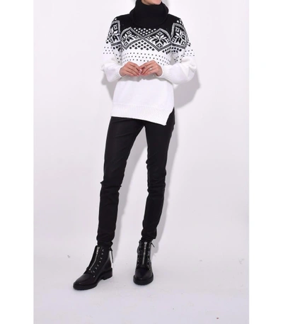 Shop Monse Ivory/black Snowflake Cold Shoulder Sweater
