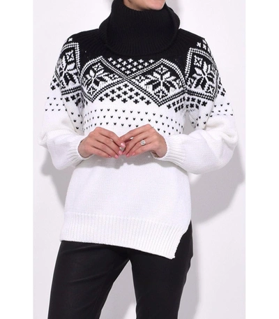 Shop Monse Ivory/black Snowflake Cold Shoulder Sweater
