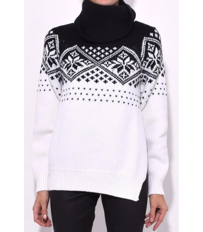 Shop Monse Ivory/black Snowflake Cold Shoulder Sweater