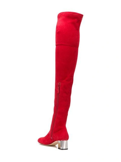 Shop Alexander Mcqueen Sculpted Heel Over-the-knee Boot - Red