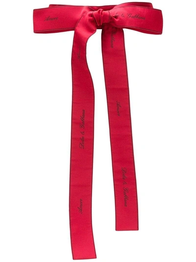 Shop Dolce & Gabbana Amore Bow Belt - Red