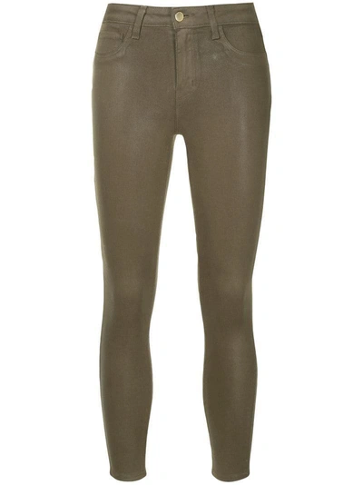 Shop L Agence L'agence Slim Fit Cropped Trousers - Brown