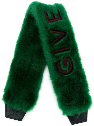 Shop Givenchy Wide Furry Shoulder Strap - Green