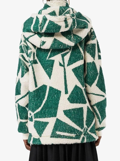 Shop Burberry Floral Print Cashmere-silk Fleece Zipped Hoodie - Green