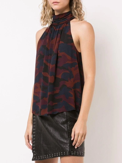 Shop Joie Camouflage Print Halterneck Top - Red