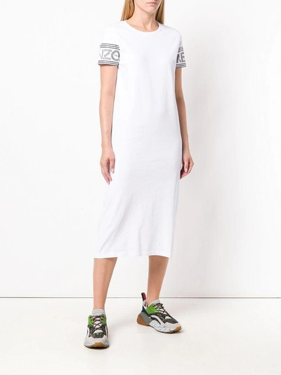Shop Kenzo Logo Sleeve T-shirt Dress - White