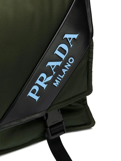 Shop Prada Logo Messenger Bag - Green