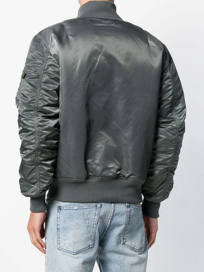 Shop Alpha Industries Ruched Sleeves Bomber Jacket In Grey