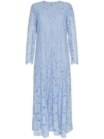 Shop Ganni Rometty Lace Midi-dress - Blue