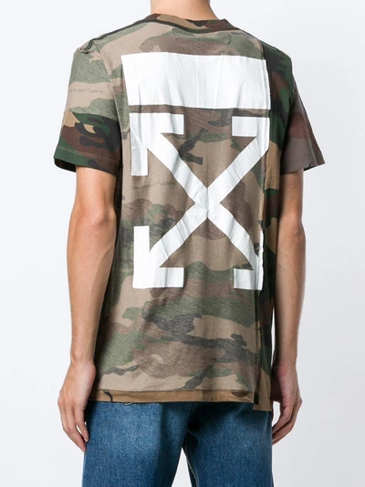 Shop Off-white Reconstructed Camouflage Print T-shirt - Brown