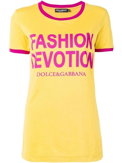Shop Dolce & Gabbana Fashion Devotion Print T-shirt - Yellow