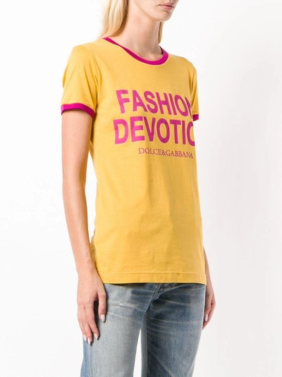 Shop Dolce & Gabbana Fashion Devotion Print T-shirt - Yellow