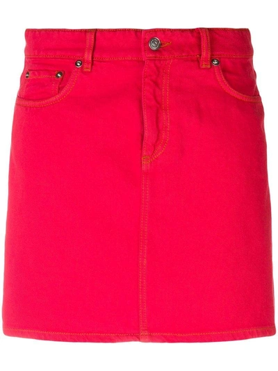 Shop Ganni Denim Skirt - Red