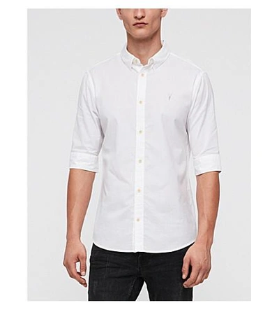 Shop Allsaints Fuller Short-sleeved Cotton Shirt In White