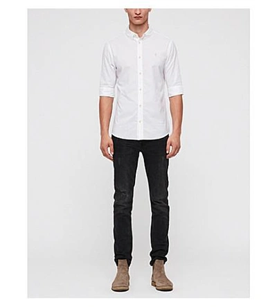 Shop Allsaints Fuller Short-sleeved Cotton Shirt In White