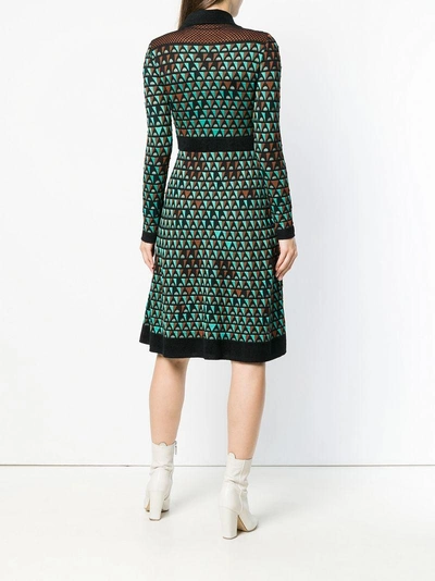 Shop M Missoni Geometric Pattern Knit Dress - Green