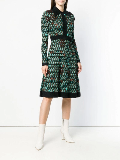 Shop M Missoni Geometric Pattern Knit Dress - Green