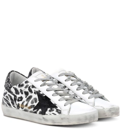 Shop Golden Goose Superstar Leopard Leather Sneakers In White