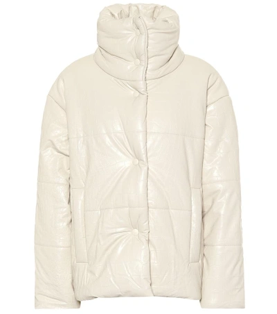 Shop Nanushka Hide Faux Leather Puffer Jacket In White