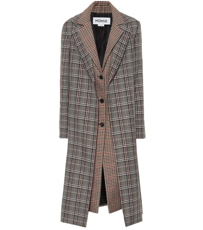 Shop Monse Checked Wool-blend Coat In Multicoloured
