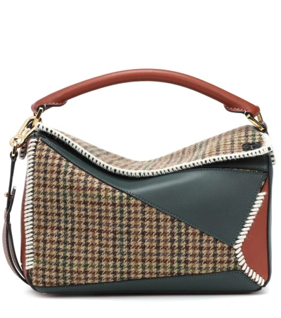 Shop Loewe Puzzle Tweed Shoulder Bag In Multicoloured