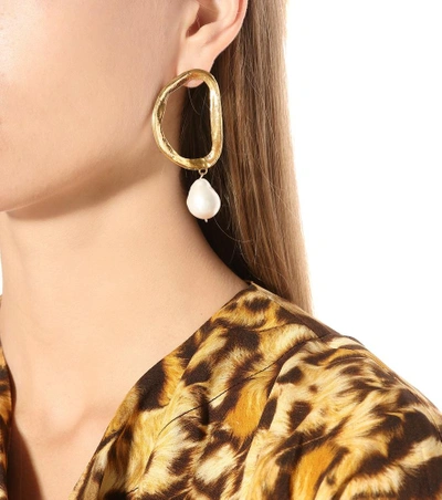 Shop Alighieri Dante's Shadow 24kt Gold-plated Bronze Earrings With Baroque Pearls