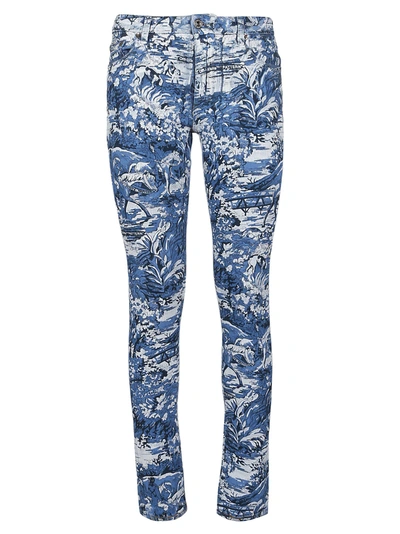 Shop Off-white Printed Skinny Jeans In Medium Blue Wa