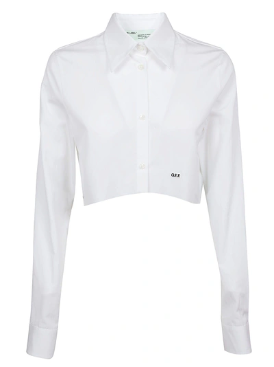 Shop Off-white Cropped Shirt In White Black