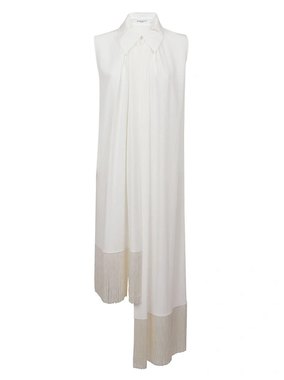 Shop Givenchy Asymmetric Fringed Blouse In Bianco