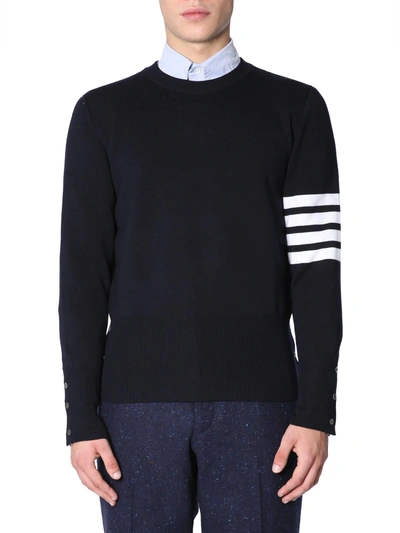 Shop Thom Browne Round Collar Sweater In Blu
