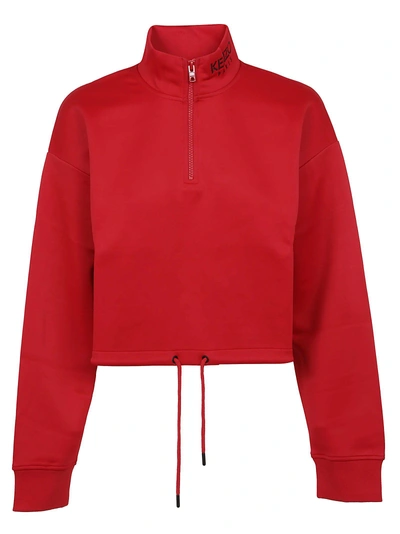 Shop Kenzo Cropped Sweatshirt In Medium Red