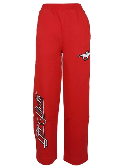Shop Off-white High Waisted Track Pants In Red White