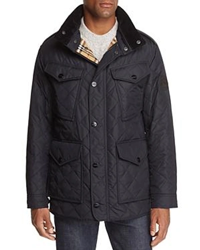 Shop Burberry Ascott Corduroy-trimmed Quilted Field Jacket In Navy