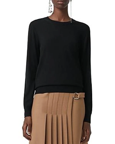Shop Burberry Bempton Elbow Patch Sweater In Black
