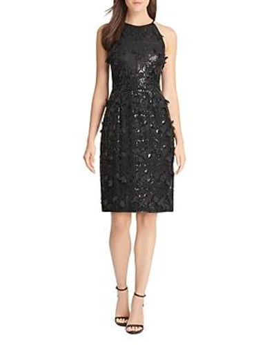 Shop Eliza J Sequin & Petal Applique Dress In Black