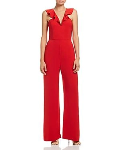 Shop Wayf Sheryl Ruffle Jumpsuit In Red