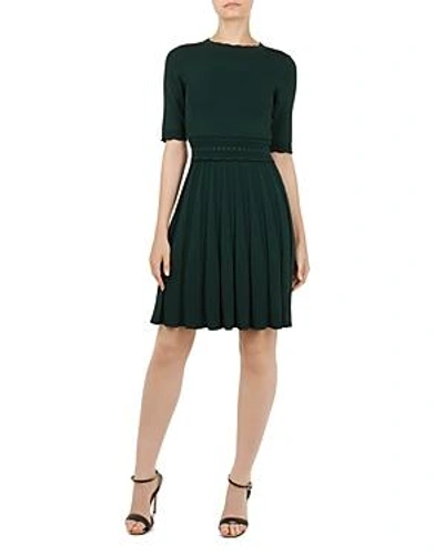 Ted Baker Dorlean Scalloped Knit Dress In Dark Green | ModeSens