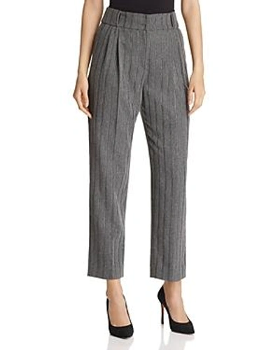 Shop Emporio Armani Cropped Metallic Stripe Pants In Gray Multi