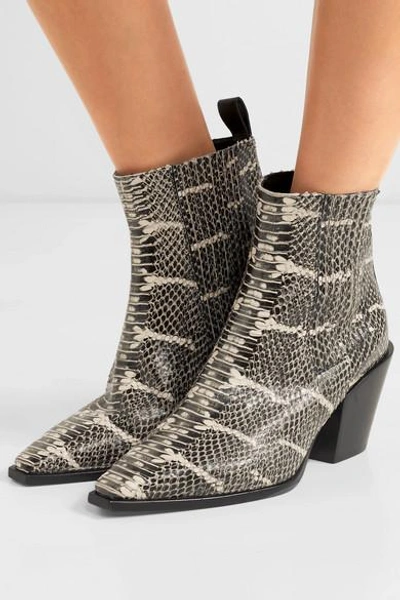 Aeyde Kate Snake-effect Leather Ankle Boots In Black | ModeSens