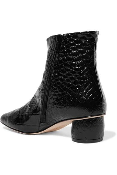 Shop Loq Matea Croc-effect Leather Ankle Boots In Black