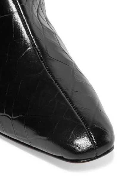 Shop Loq Matea Croc-effect Leather Ankle Boots In Black