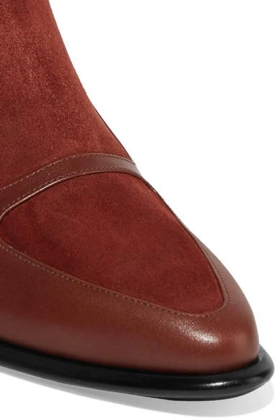 Shop Loewe Leather And Suede Chelsea Boots In Brick