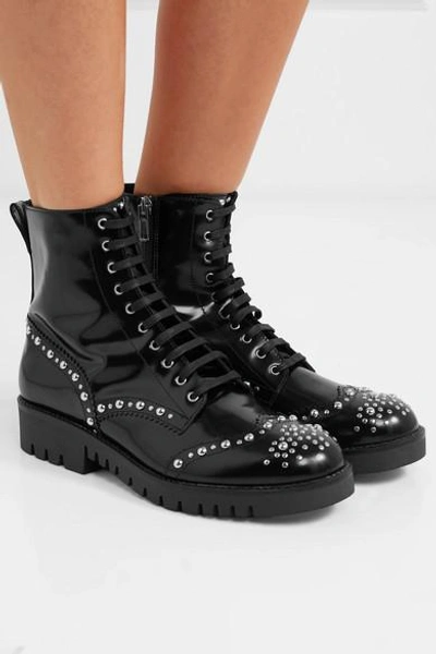 Shop Mcq By Alexander Mcqueen Bess Studded Leather Ankle Boots