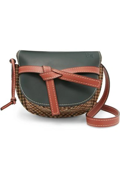 Shop Loewe Gate Small Leather And Tweed Shoulder Bag