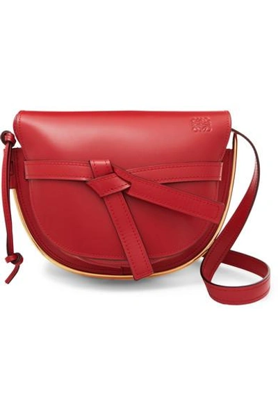 Shop Loewe Gate Small Embellished Leather Shoulder Bag In Red