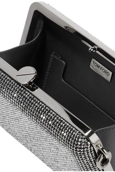 Shop Tom Ford Crystal-embellished Suede Clutch In Silver