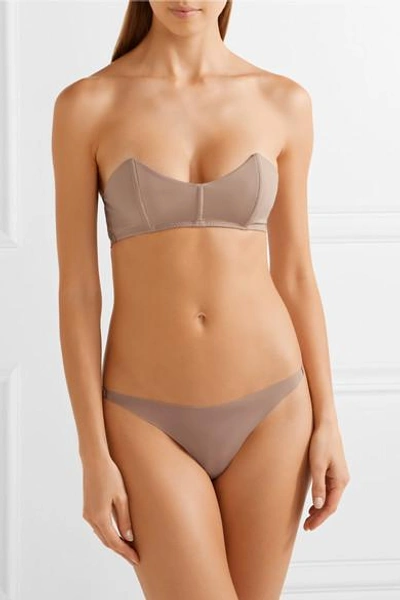 Shop Fleur Du Mal Stretch-jersey And Scalloped-corded Lace Bandeau Bra In Beige