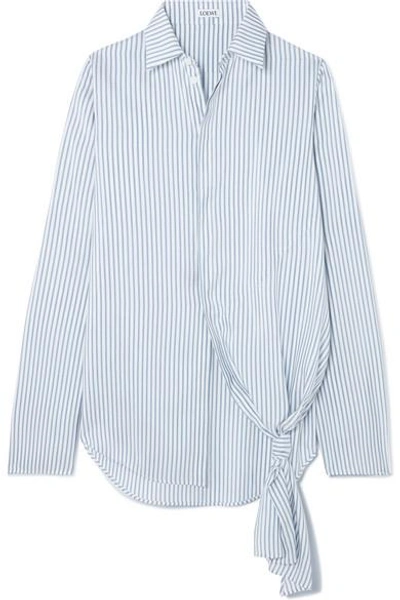 Shop Loewe Asymmetric Striped Silk Shirt In Blue